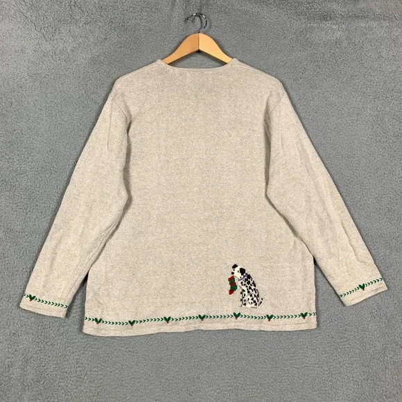 Marisa Christina Cardigan Plus 2X Tan Christmas Collection 2001 Dog Print Linen - Picture 5 of 10